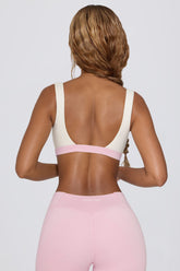 Contrast Sports Bra in Pale Pink Marl